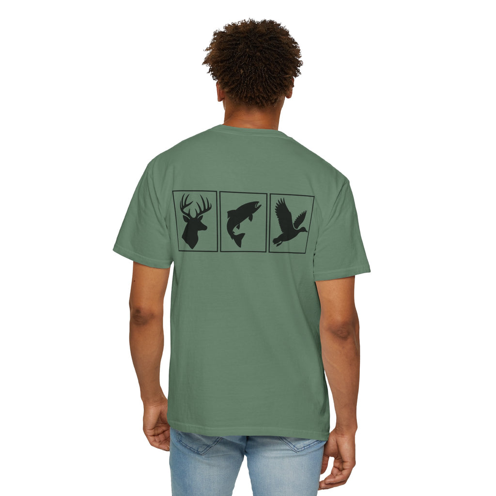 Wildlife Trio Graphic T-Shirt — Deer, Fish & Duck Outdoor Tee