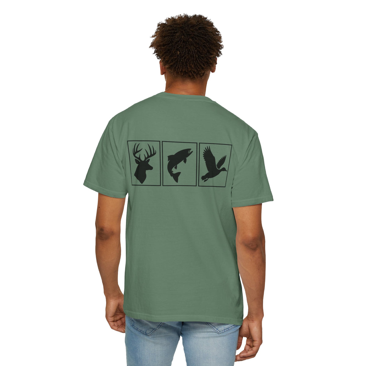 Wildlife Trio Graphic T-Shirt — Deer, Fish & Duck Outdoor Tee