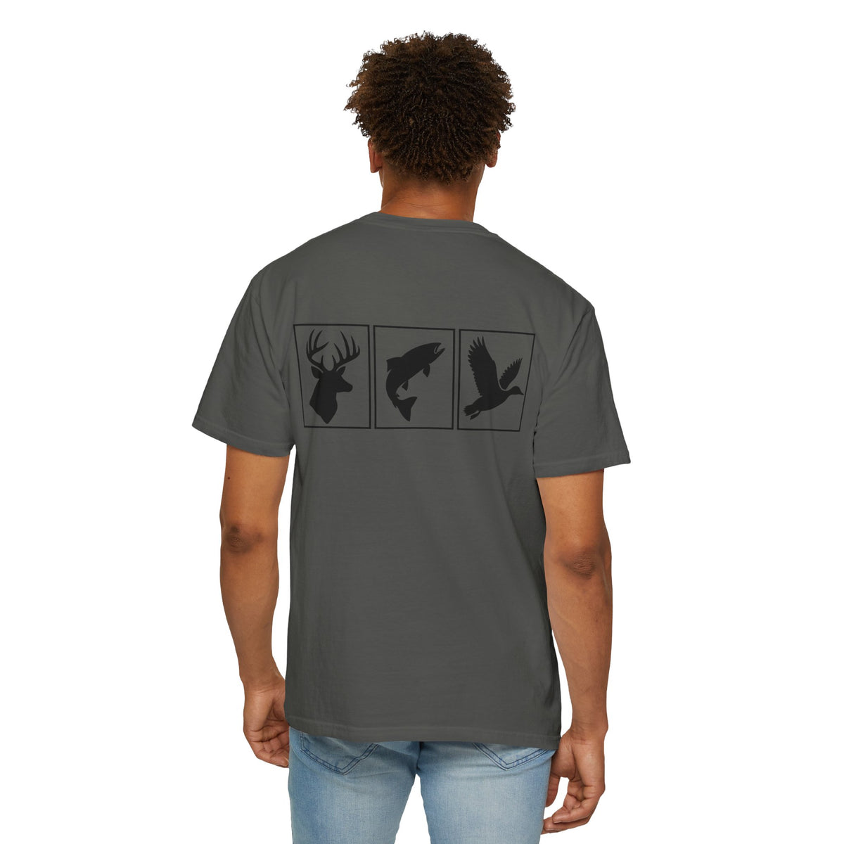 Wildlife Trio Graphic T-Shirt — Deer, Fish & Duck Outdoor Tee