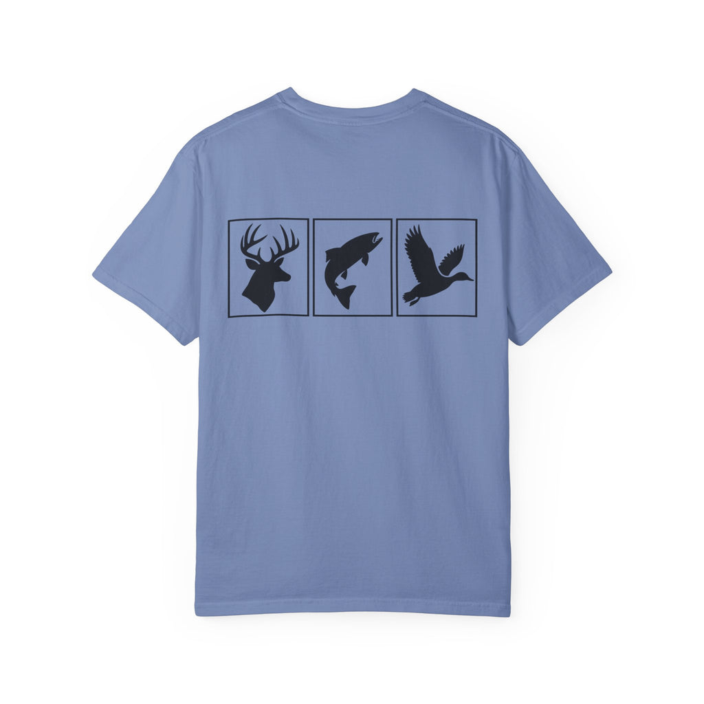 Wildlife Trio Graphic T-Shirt — Deer, Fish & Duck Outdoor Tee