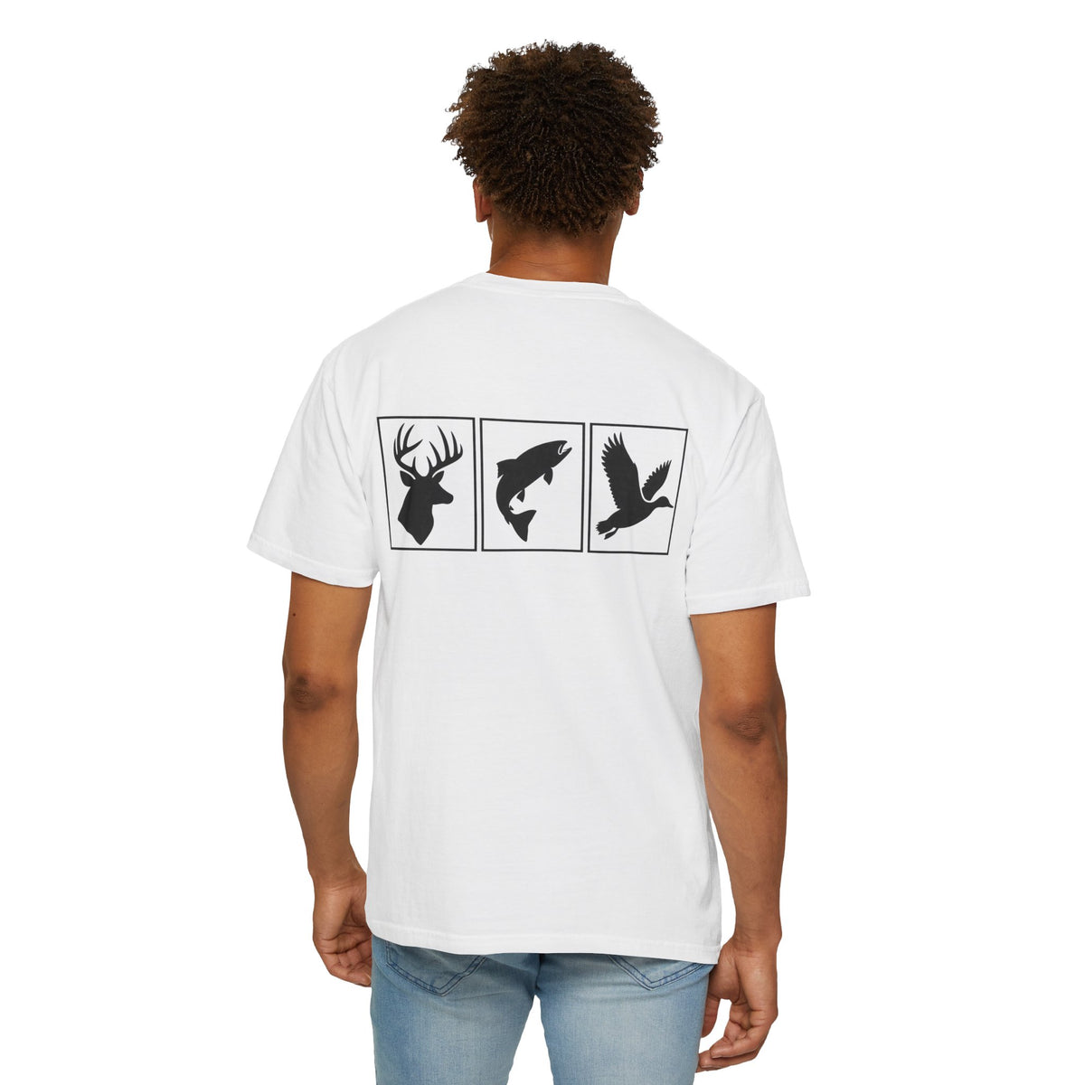 Wildlife Trio Graphic T-Shirt — Deer, Fish & Duck Outdoor Tee