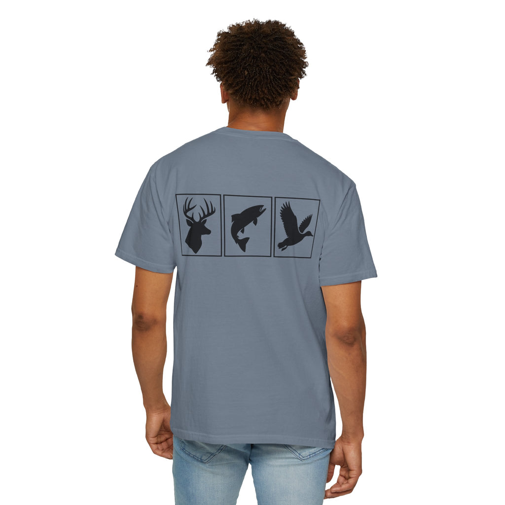 Wildlife Trio Graphic T-Shirt — Deer, Fish & Duck Outdoor Tee