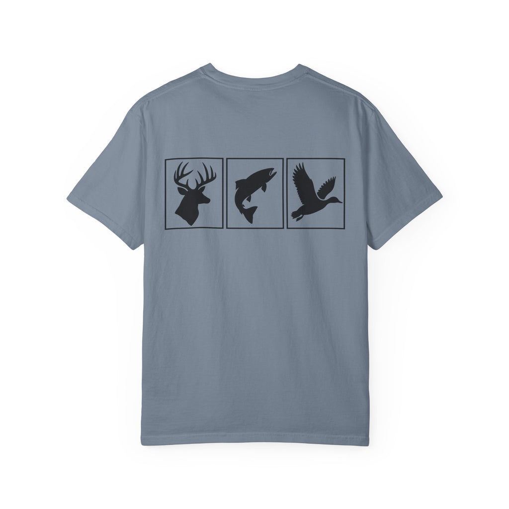 Wildlife Trio Graphic T-Shirt — Deer, Fish & Duck Outdoor Tee