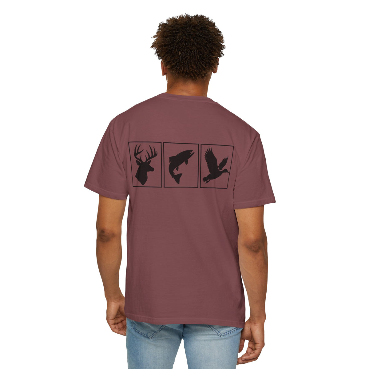 Wildlife Trio Graphic T-Shirt — Deer, Fish & Duck Outdoor Tee