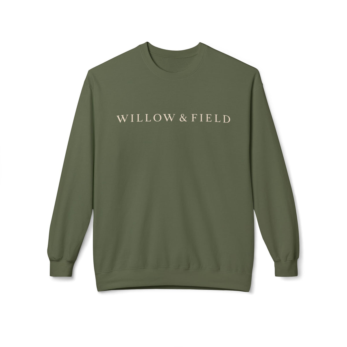 Willow & Field Crewneck Sweatshirt – Minimal Text Logo Pullover