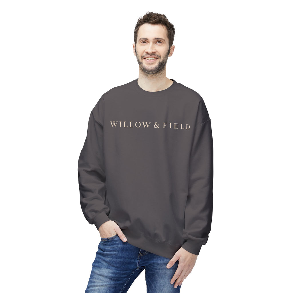 Willow & Field Crewneck Sweatshirt – Minimal Text Logo Pullover