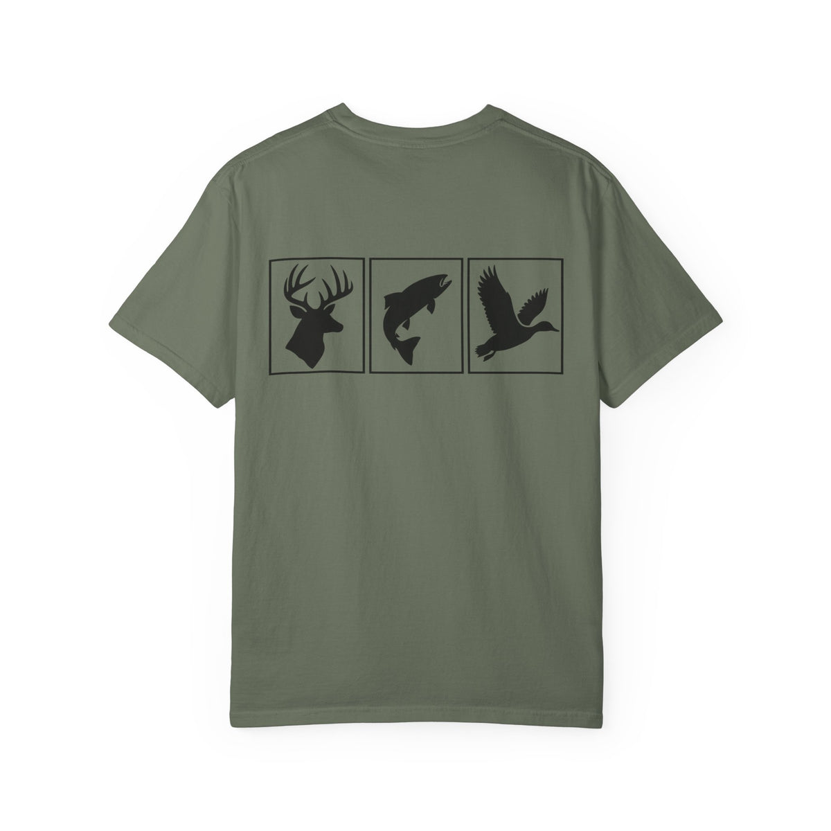 Wildlife Trio Graphic T-Shirt — Deer, Fish & Duck Outdoor Tee