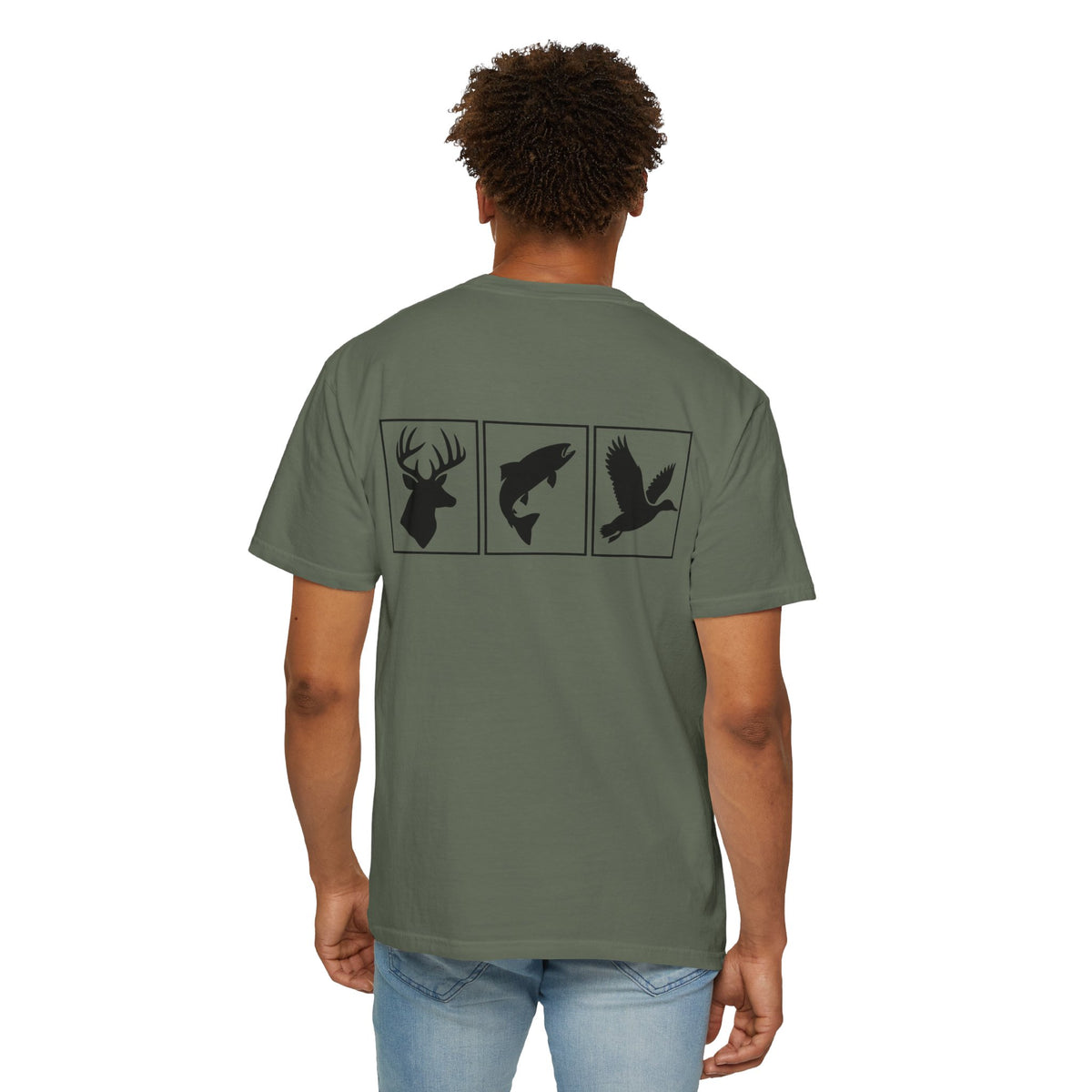 Wildlife Trio Graphic T-Shirt — Deer, Fish & Duck Outdoor Tee