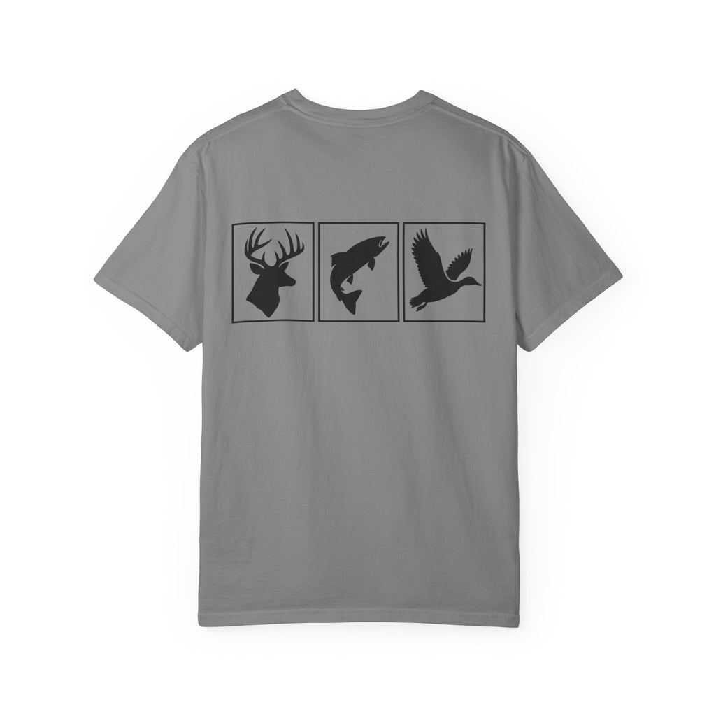 Wildlife Trio Graphic T-Shirt — Deer, Fish & Duck Outdoor Tee