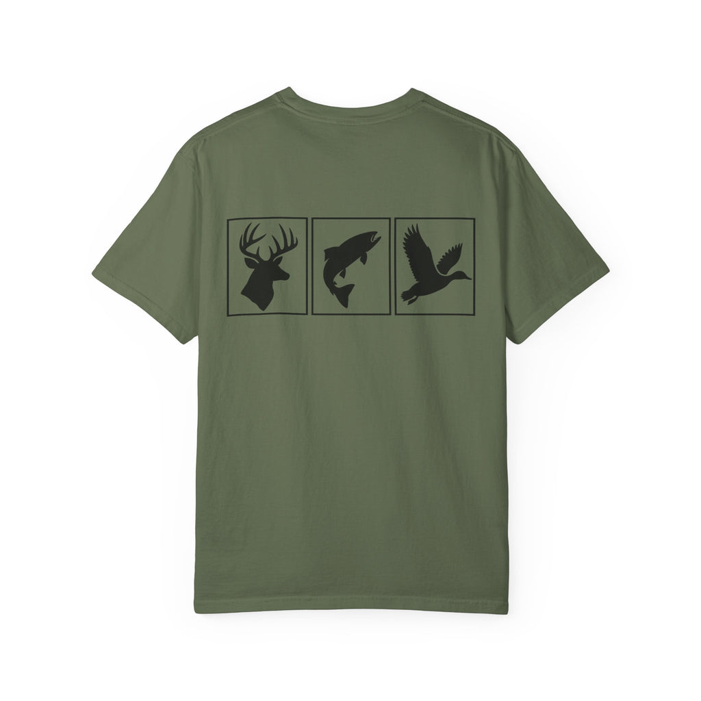 Wildlife Trio Graphic T-Shirt — Deer, Fish & Duck Outdoor Tee