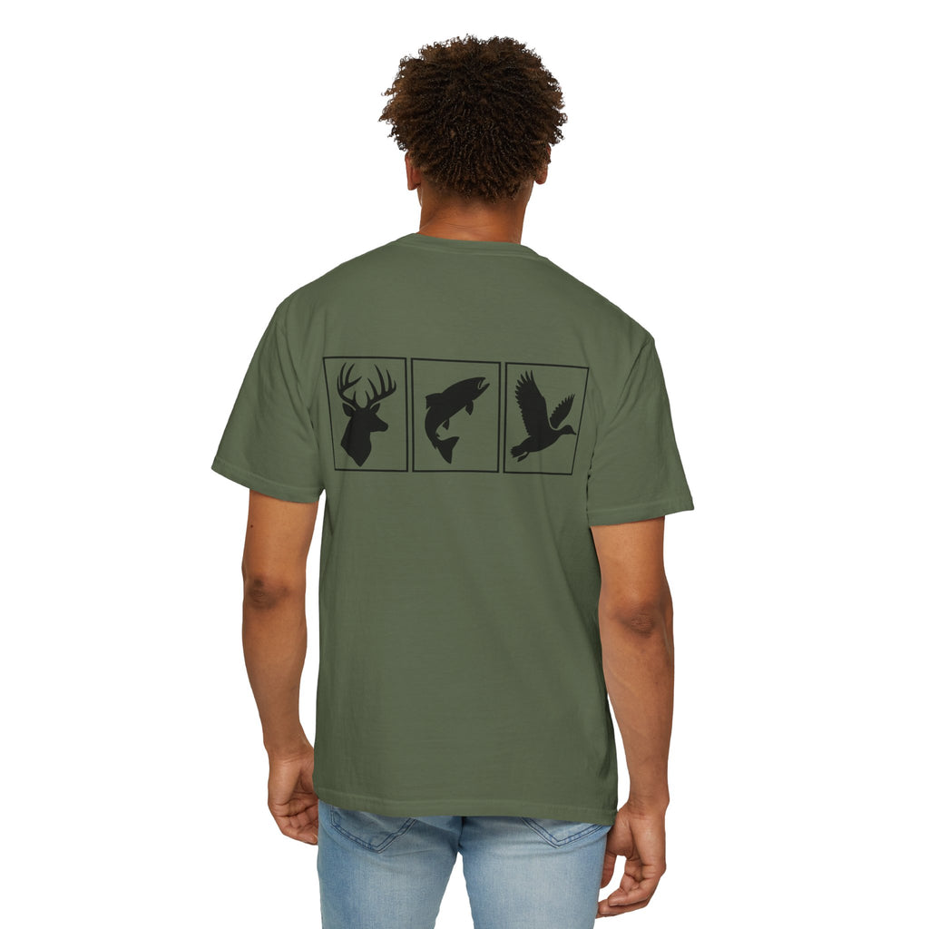 Wildlife Trio Graphic T-Shirt — Deer, Fish & Duck Outdoor Tee