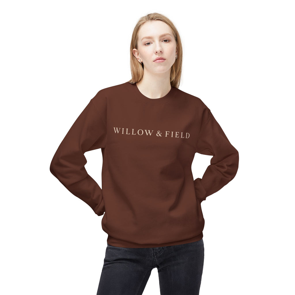 Willow & Field Crewneck Sweatshirt – Minimal Text Logo Pullover