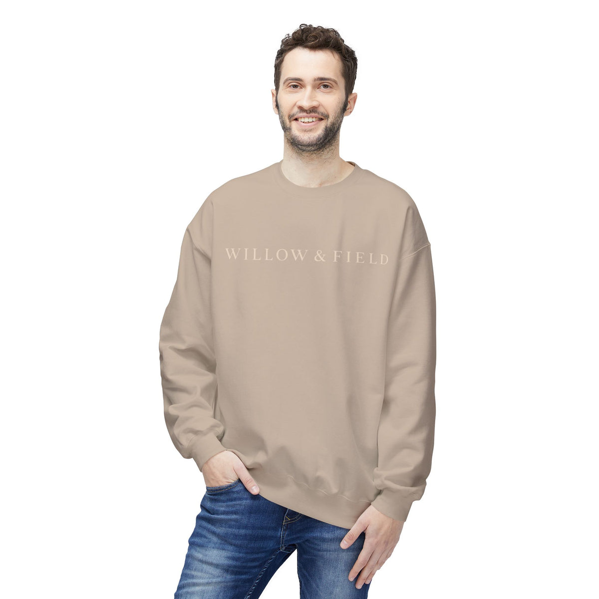 Willow & Field Crewneck Sweatshirt – Minimal Text Logo Pullover