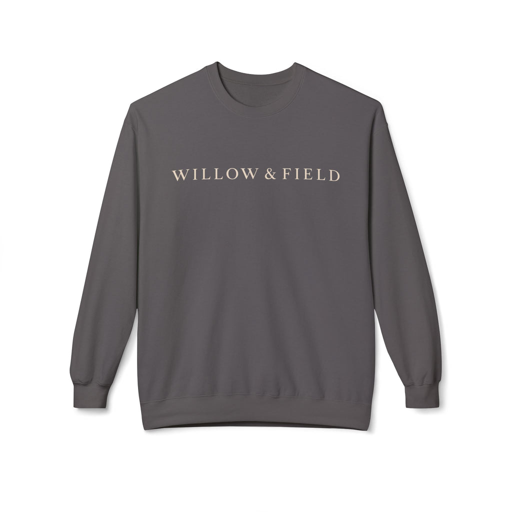Willow & Field Crewneck Sweatshirt – Minimal Text Logo Pullover