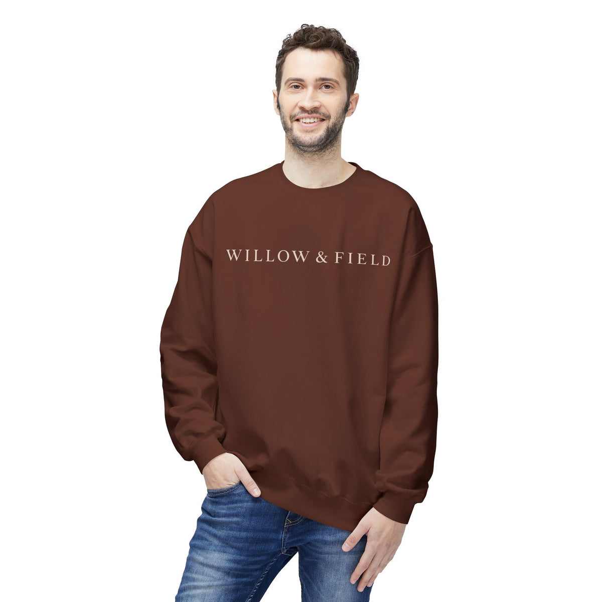 Willow & Field Crewneck Sweatshirt – Minimal Text Logo Pullover