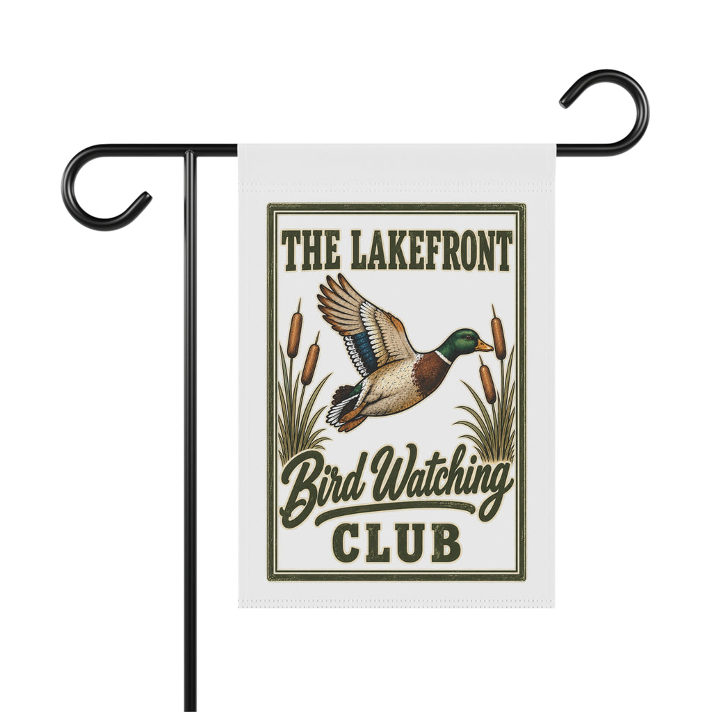Lakefront Bird Watching Club Garden Flag