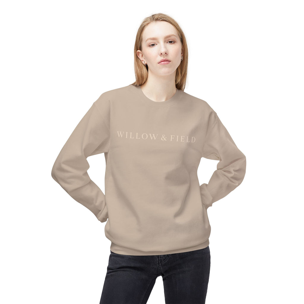 Willow & Field Crewneck Sweatshirt – Minimal Text Logo Pullover