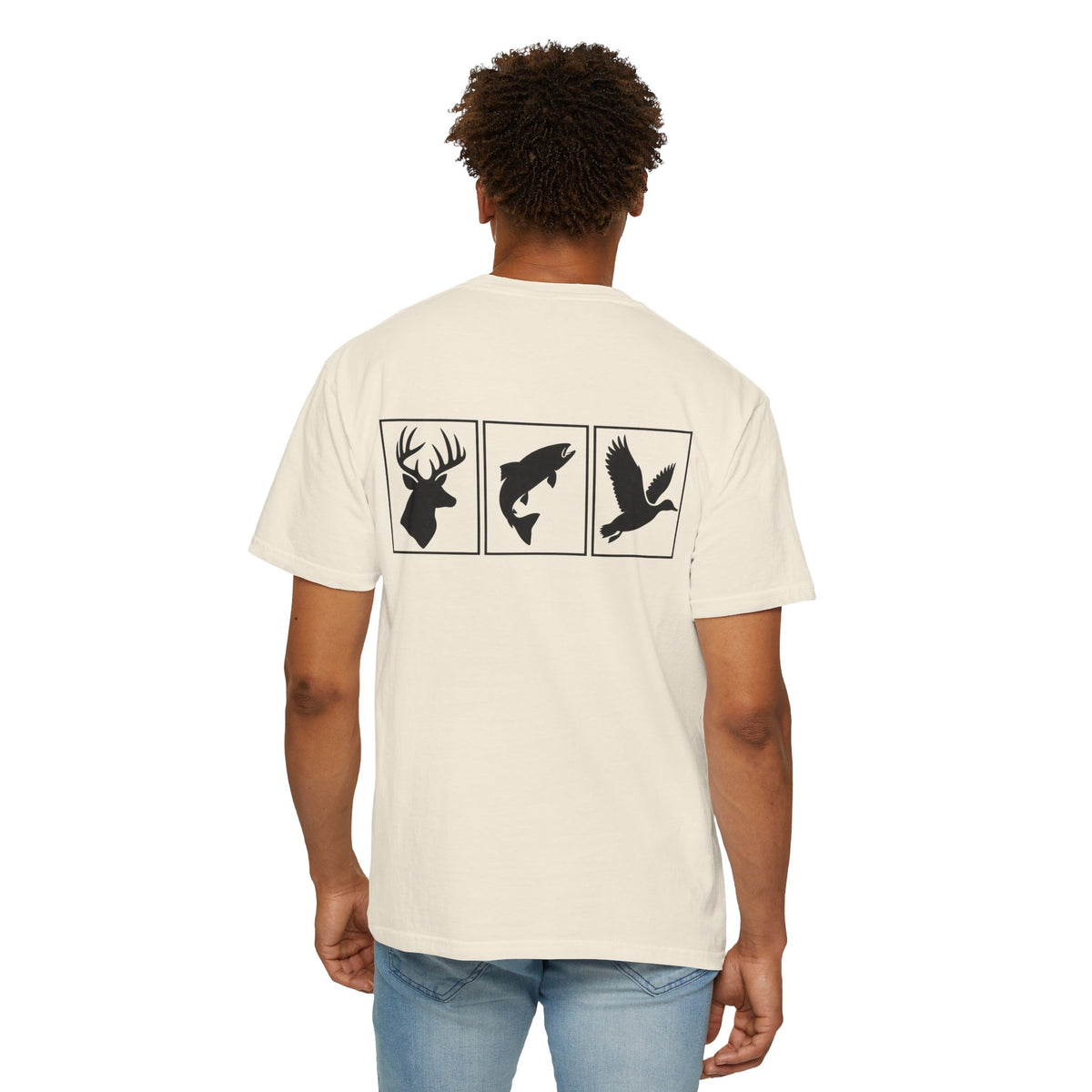 Wildlife Trio Graphic T-Shirt — Deer, Fish & Duck Outdoor Tee