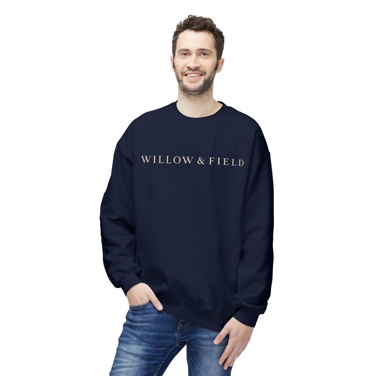 Willow & Field Crewneck Sweatshirt – Minimal Text Logo Pullover