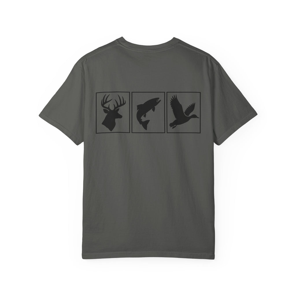 Wildlife Trio Graphic T-Shirt — Deer, Fish & Duck Outdoor Tee