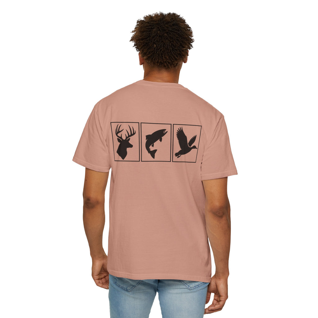 Wildlife Trio Graphic T-Shirt — Deer, Fish & Duck Outdoor Tee