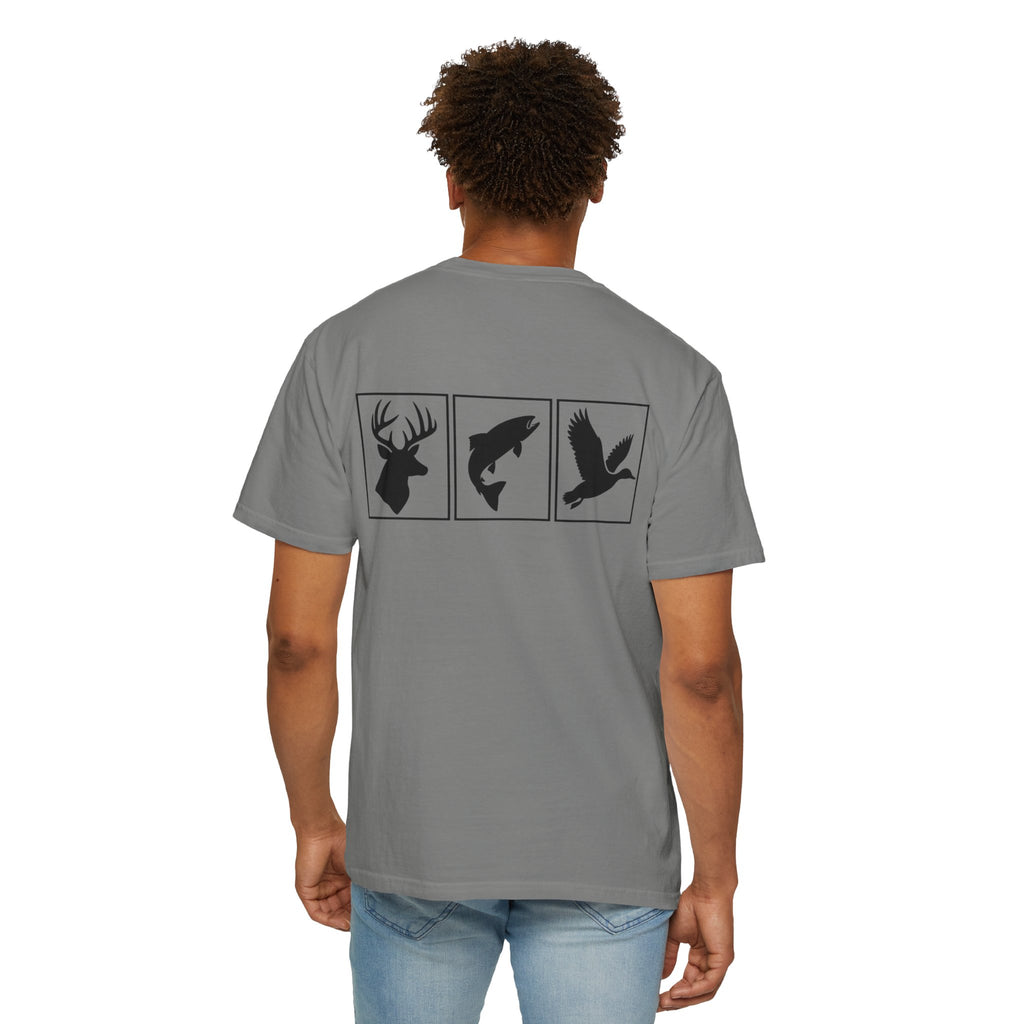 Wildlife Trio Graphic T-Shirt — Deer, Fish & Duck Outdoor Tee