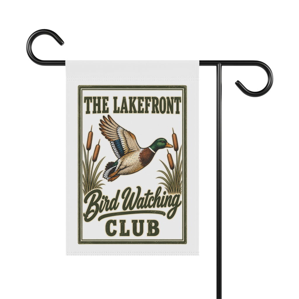 Lakefront Bird Watching Club Garden Flag