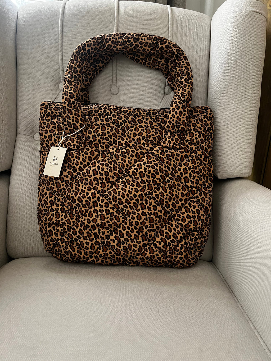 Leopard Print Padded Tote Bag